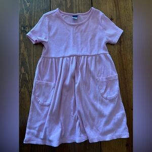 Pink Ribbed Short Sleeve Pocket Dress